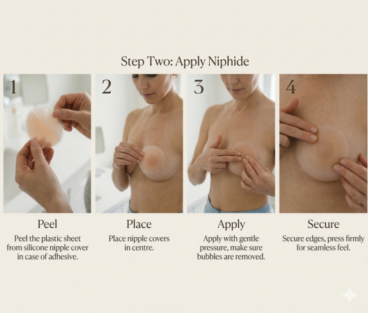 Peel and position nipple cover