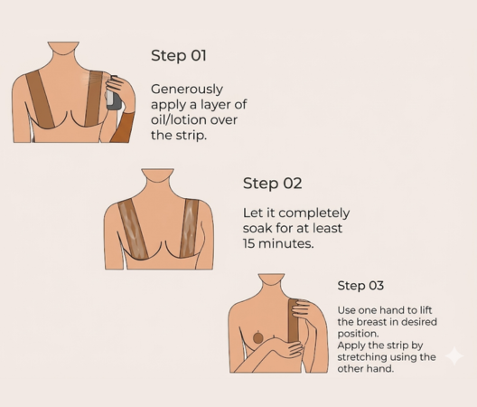 Peel boob tape slowly and gently